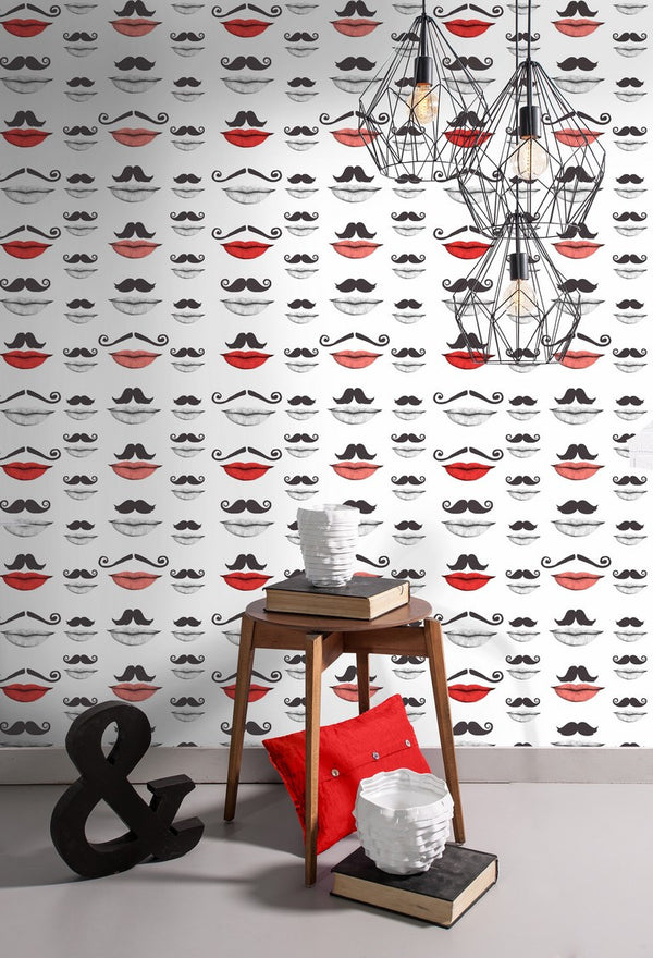 Moustache and Lips Wallpaper
