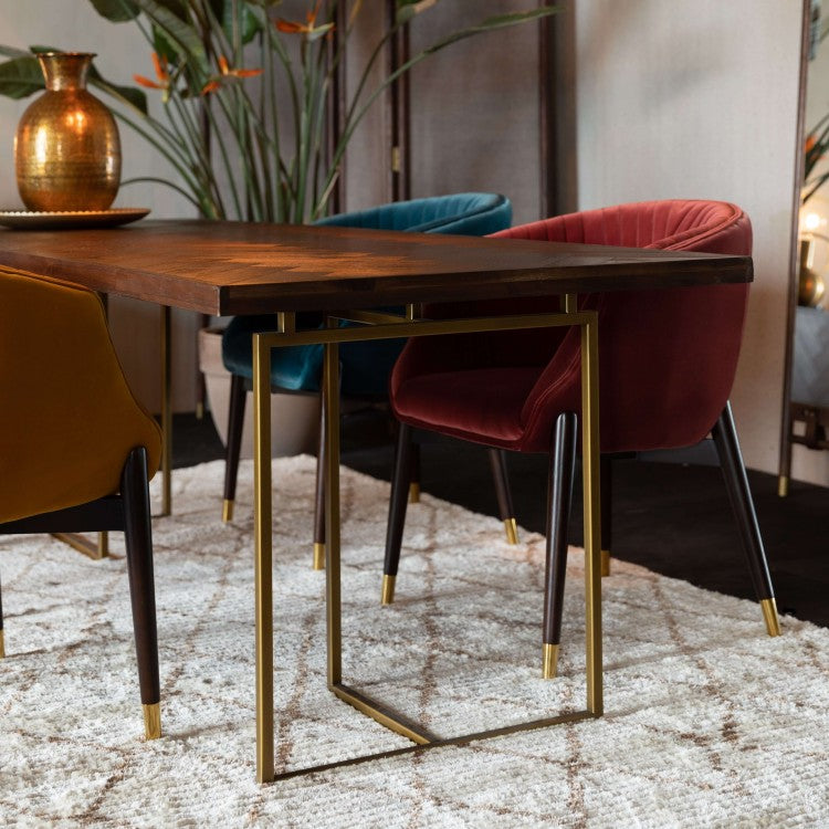 Class Wood and Brass Dining Table