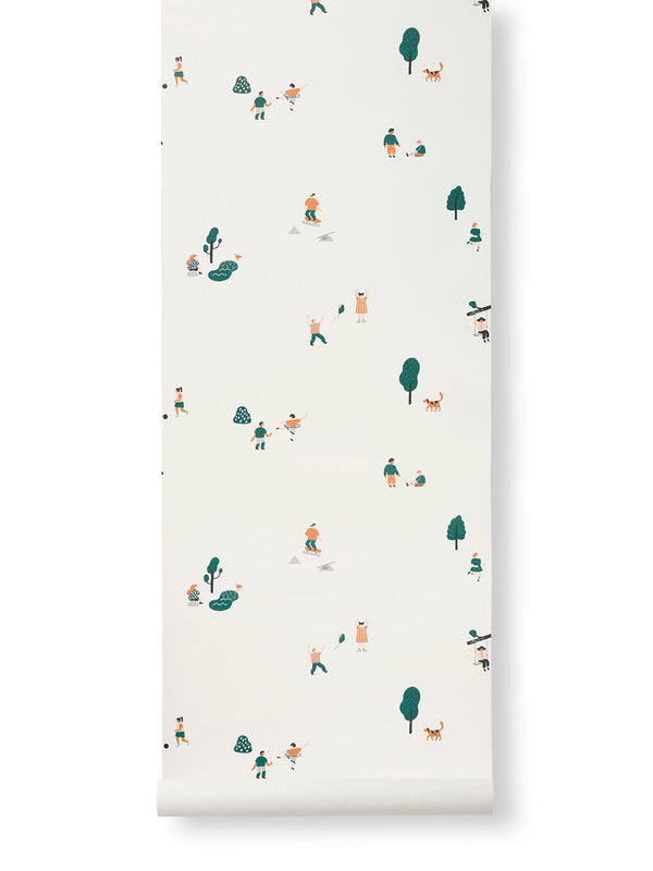 The Park Wallpaper - Ferm Living – April & The Bear