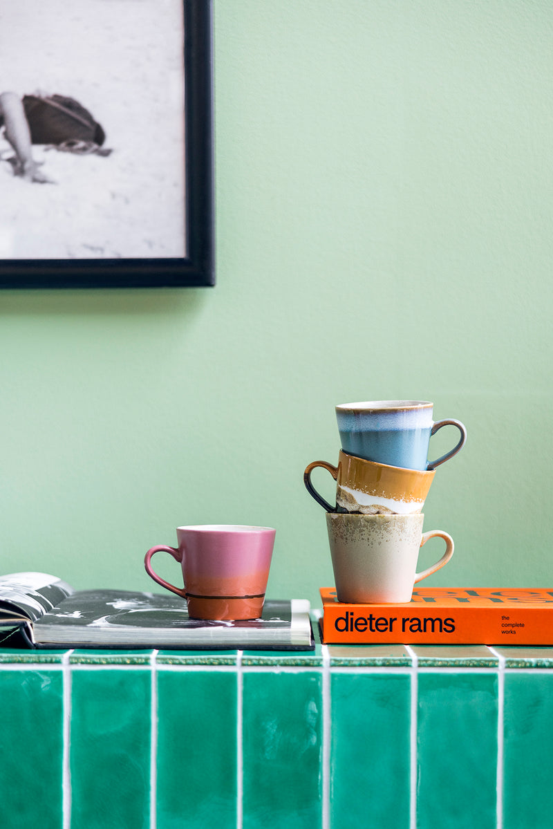 HKliving Meteor 70's Ceramic Cappuccino Mugs - Set of 4