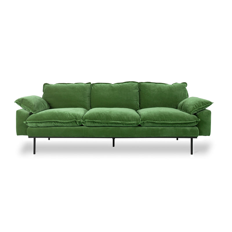 HKliving Royal Green Velvet Retro Sofa