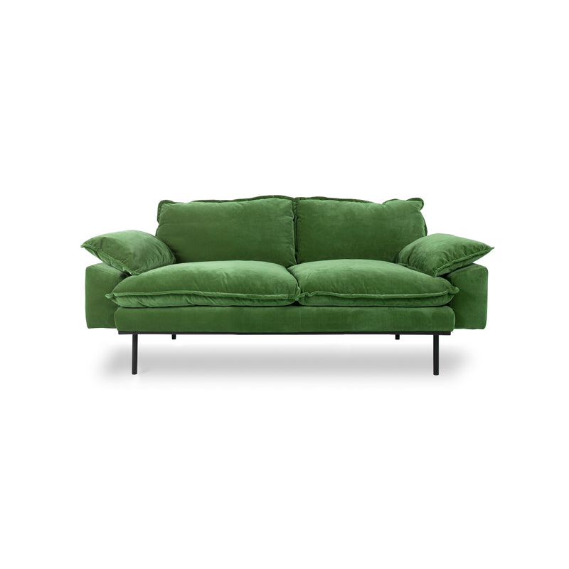 HKliving Royal Green Velvet Retro Sofa